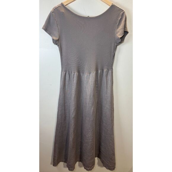 Inzio Midi Dress Gray Short Sleeve Scoop Neck Women’s Size Medium Casual Italian - Picture 4 of 5